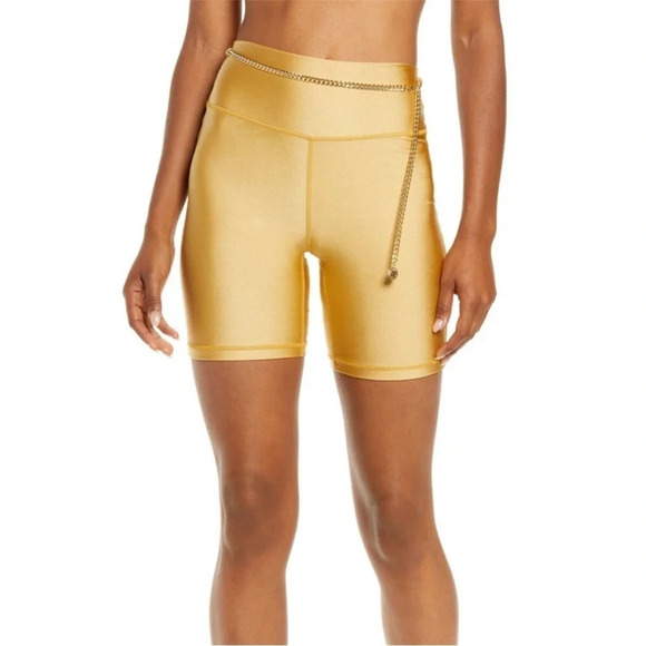 NWT WeWoreWhat Gold Chain Bike Shorts Medium - Picture 1 of 9